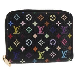 LOUIS VUITTON Monogram Multicolor Zippy Coin Purse Black M93740 LV Auth fm4871